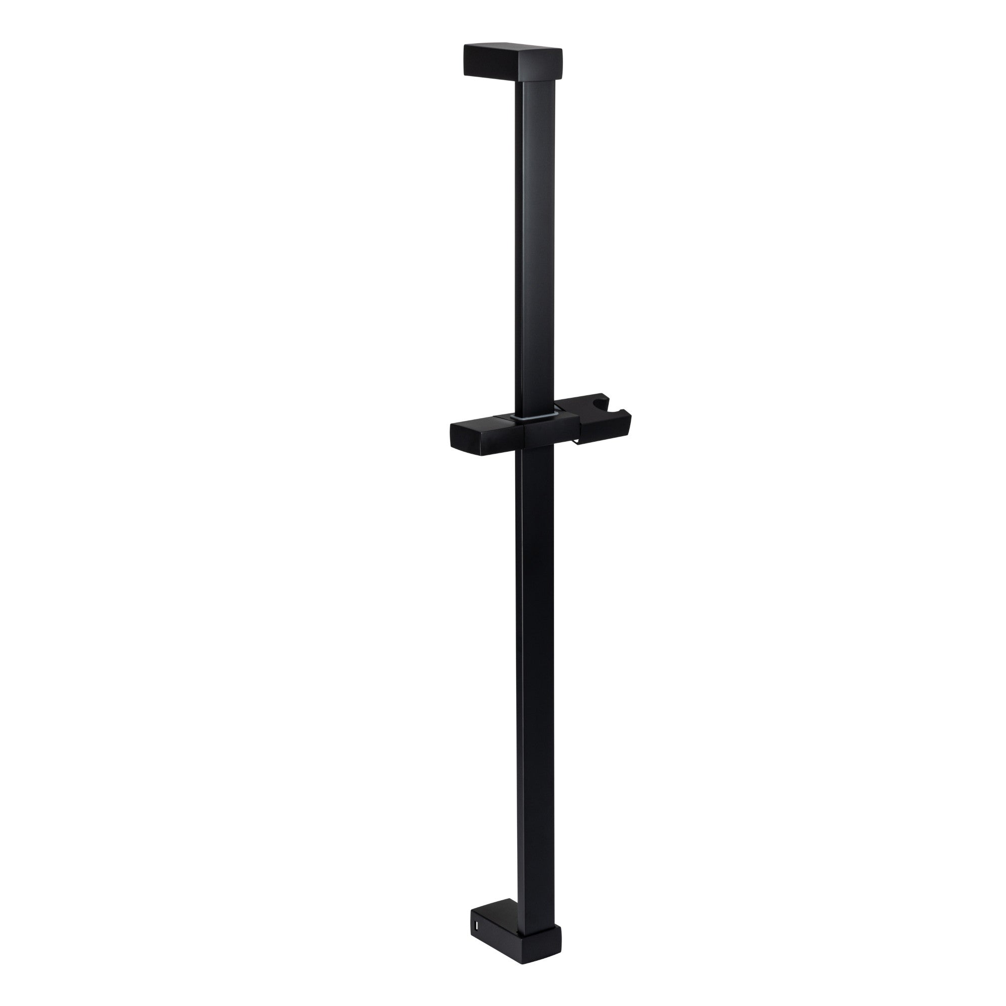 Square contemporary shower slider rail bar with hand shower holder - black